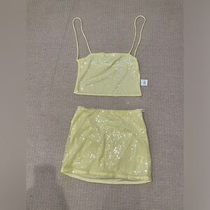 Pepper Mayo Nostalgic Nights Sequin Skirt - Lemon Spritz